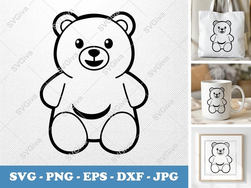 Gummy Bears SVG | Cute Bear Clipart, Modern Outline Design | PNG EPS DXF for Cricut, Silhouette, Digital Download