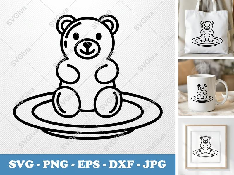 Gummy Bears SVG | Cute Gummy Bear Outline | Candy Cut File for Cricut, Silhouette | PNG EPS DXF Vector Clipart