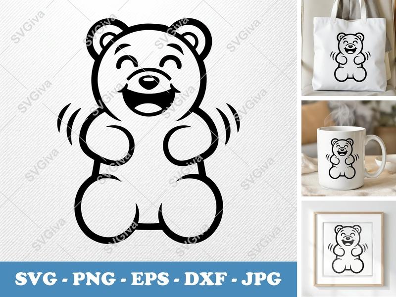 Gummy Bears SVG | Happy Gummy Bear Clipart, Outline Vector | PNG EPS DXF for Cricut, Silhouette | Sweet Treat Cut File