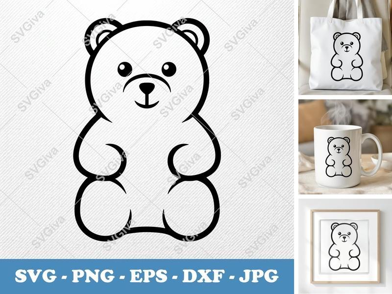 Gummy Bears SVG | Modern Cartoon Candy Bear Cut File | PNG EPS DXF for Cricut & Silhouette, Sweet Treat Vector Clipart