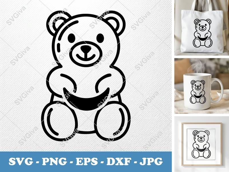 Gummy Bears SVG | Modern Clean Line Art, Candy Bear Clipart | PNG EPS DXF for Cricut, Silhouette, Digital Download