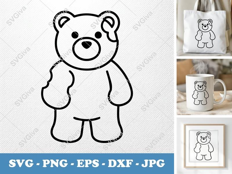 Gummy Bears SVG | Modern Clean Outline Design | Candy Cut File | PNG EPS DXF for Cricut Silhouette