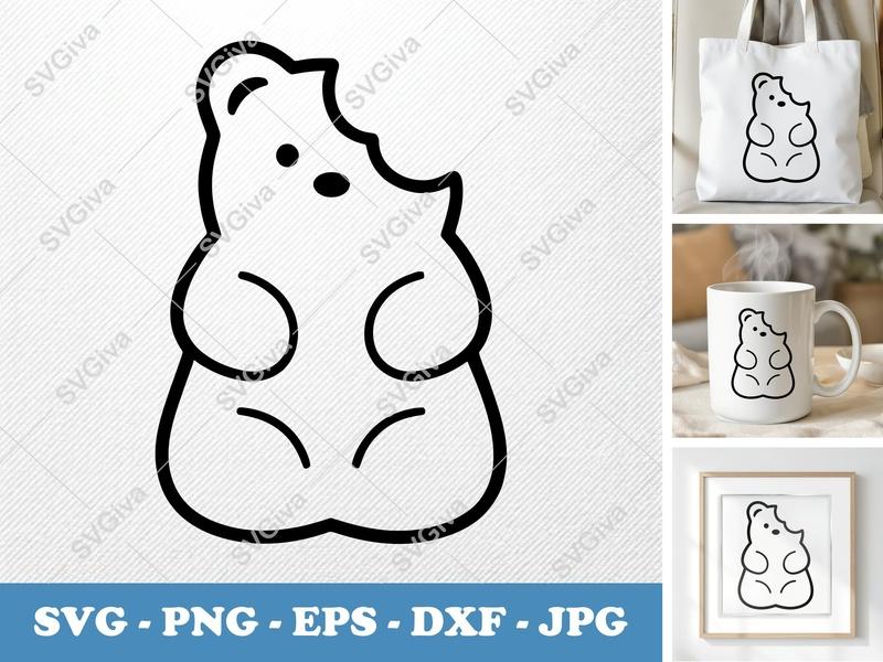 Gummy Bears SVG | Modern Outline Design, Bitten Gummy Bear | PNG EPS DXF for Cricut, Silhouette, Candy Clipart