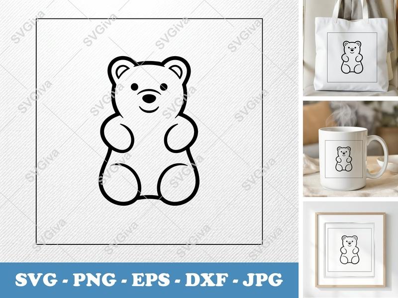 Gummy Bears SVG PNG DXF EPS | Candy Outline Cut File for Cricut Silhouette | Simple Gummy Bear Vector