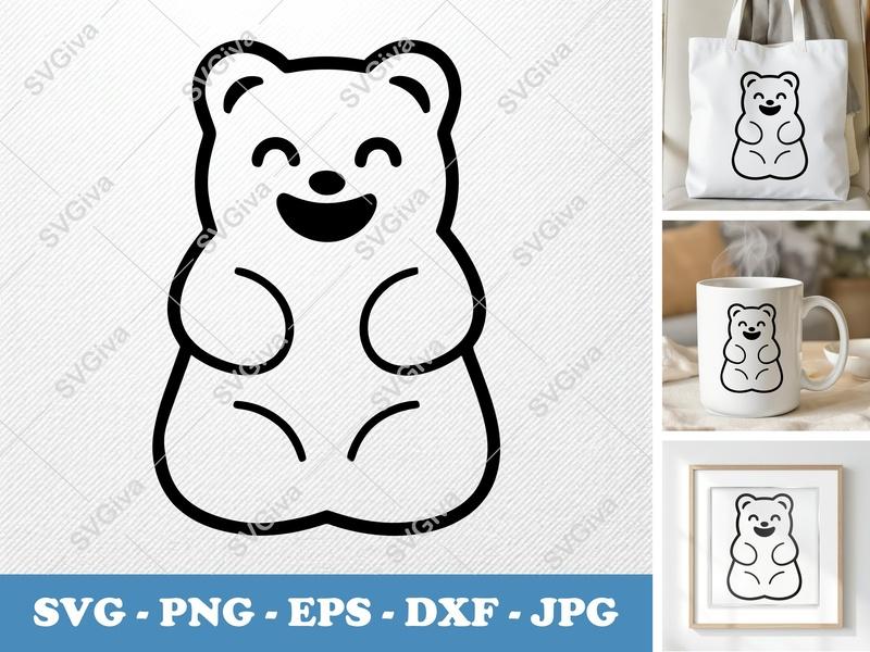Gummy Bears with Smiling Face SVG PNG DXF EPS | Cricut Silhouette Cut File