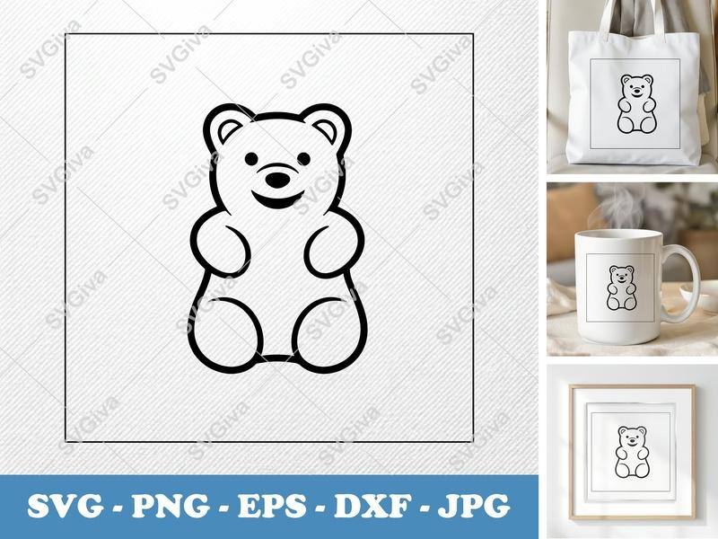 Gummy Bears with Smiling Face SVG PNG DXF EPS | Cut File Cricut Silhouette | Candy Bear Vector
