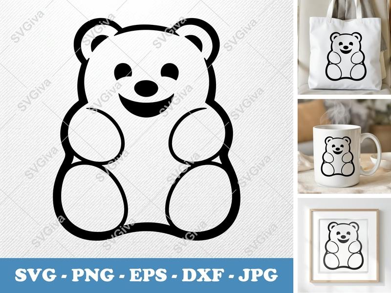 Gummy Bears with Smiling Face SVG PNG DXF EPS | Happy Candy Cricut Silhouette Cut File
