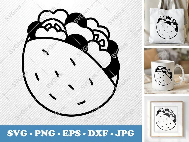 Gyro SVG Cut File | Modern Clean Design | Food Clipart | PNG EPS DXF for Cricut & Silhouette