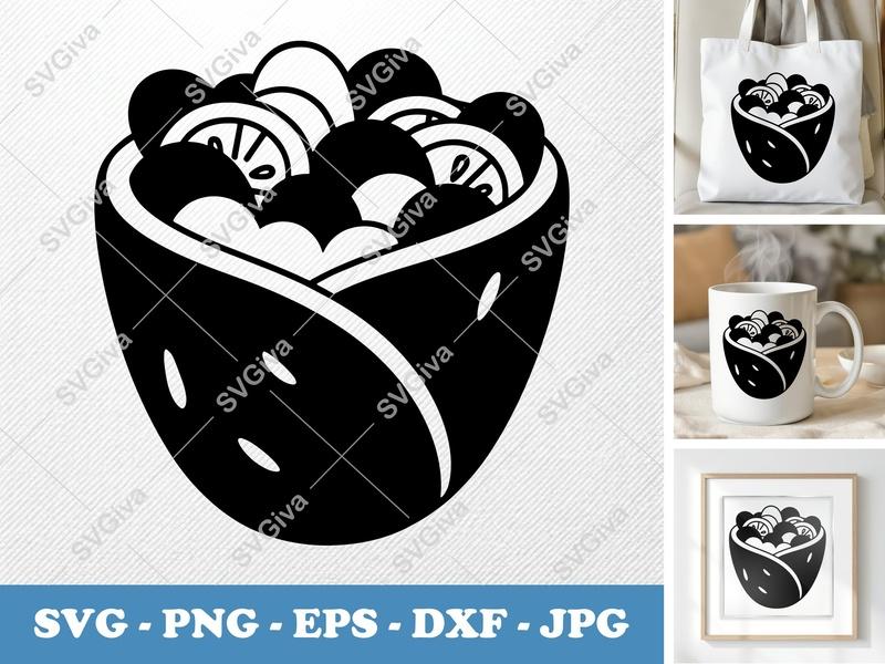Gyro SVG | Fresh Puffy Food Wrap | Inflated Pillow-Soft Design | PNG DXF EPS | Cricut Silhouette File