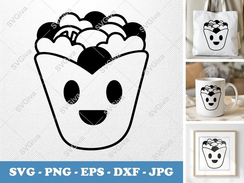 Gyro with Smiling Face SVG | Puffy Cartoon Food Design | PNG DXF EPS for Cricut Silhouette