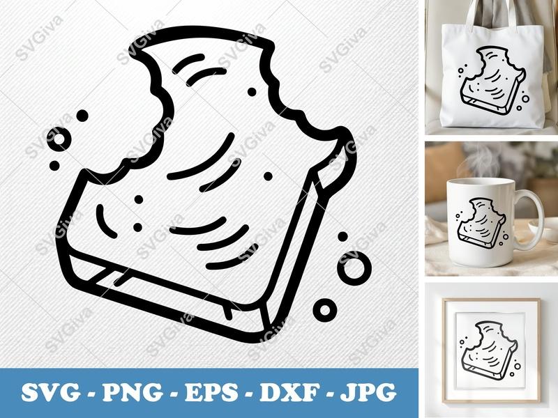 Half-Eaten French Toast Breakfast SVG, PNG, DXF, EPS | Morning Meal Cut File for Cricut & Silhouette