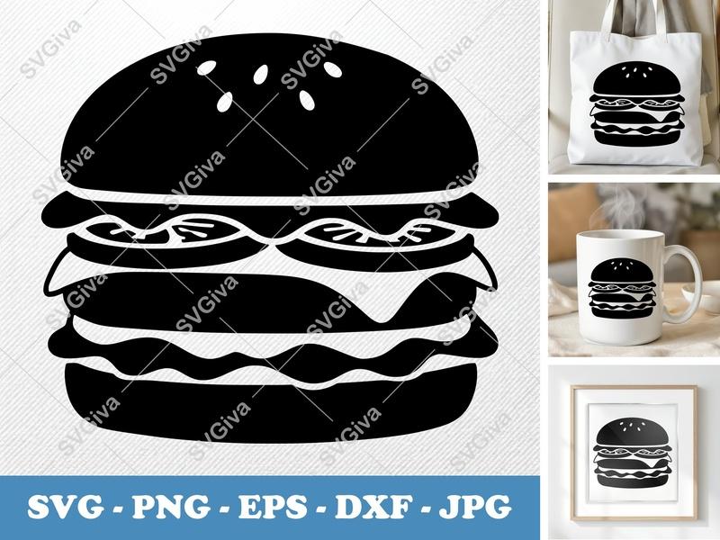 Hamburger SVG | Puffy Soft Pillow Forms | PNG DXF EPS | Cricut Silhouette Cut File