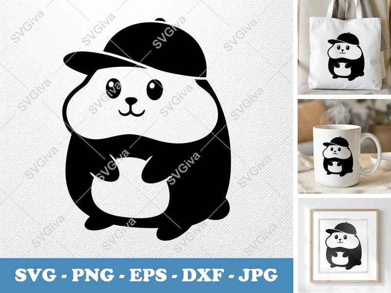 Hamster in a Cap SVG PNG DXF EPS | Cute Animal Cut File for Cricut Silhouette