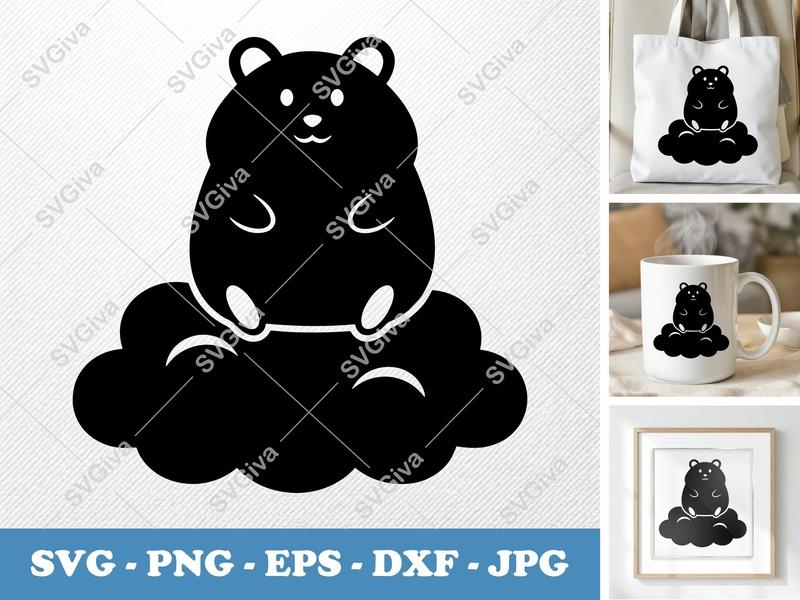 Hamster Puffy Cloud SVG | Inflated Pillow-Soft Design | PNG DXF EPS | Cricut Silhouette File