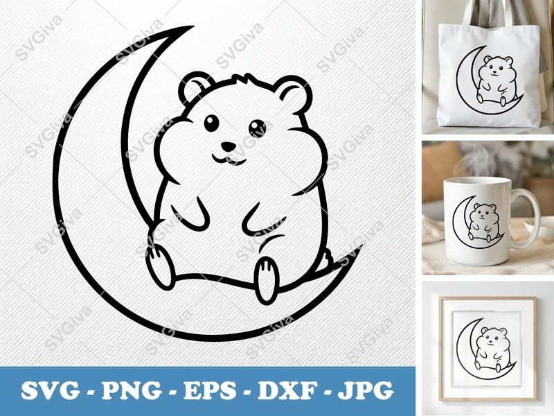 Hamster SVG | Friendly Bean-Shaped Design | Cricut, Silhouette | PNG, DXF, EPS