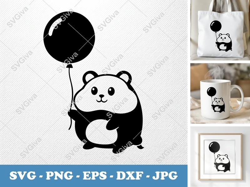 Hamster with Balloon SVG PNG DXF EPS | Cricut Silhouette Cut File | Cute Animal Vector Art