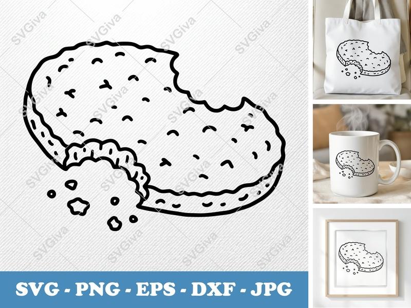 Hash Browns Partially Eaten SVG | Minimalist Food Cut File | Bold Contour PNG DXF EPS for Cricut Silhouette