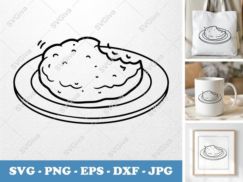 Hash Browns Partially Eaten SVG - Puffy Inflated Food Vector | PNG DXF EPS | Cricut Silhouette Kitchen Cut File