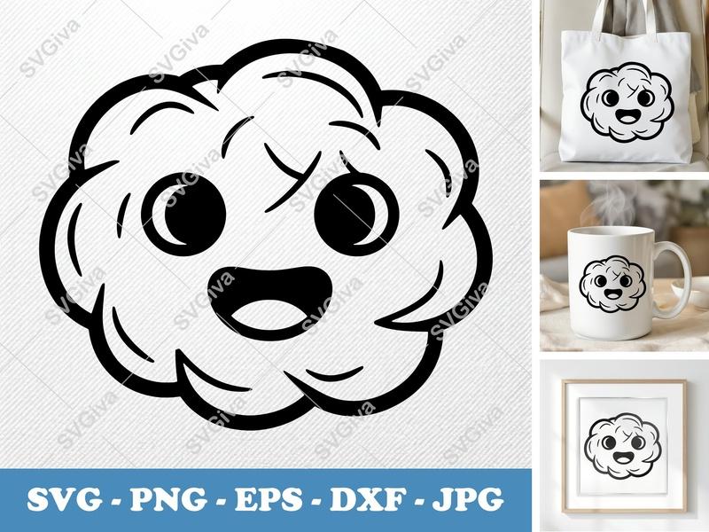 Hash Browns SVG Cut File | Kawaii Food Clipart, Happy Fry PNG EPS DXF for Cricut & Silhouette, Breakfast Design