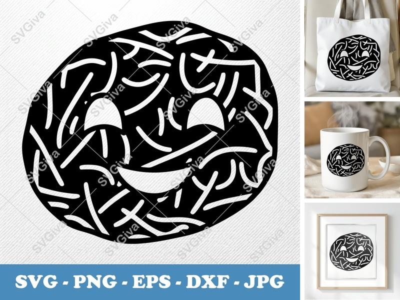 Hash Browns with Smiling Face SVG | Puffy Soft Shapes | Inflated Pillow-Soft Design | PNG DXF EPS | Cricut Silhouette Cut File