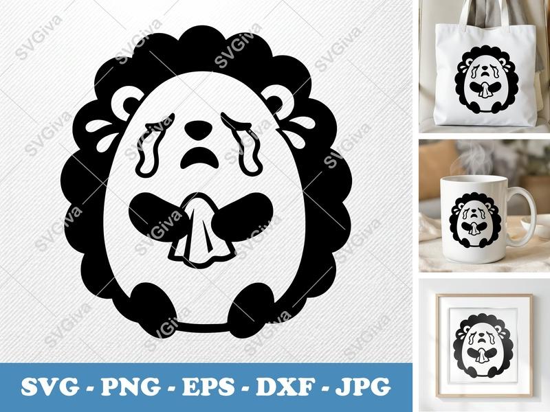 Hedgehog Crying SVG | Puffy Soft Forms PNG DXF EPS | Cricut Silhouette File