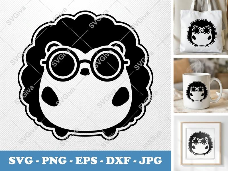Hedgehog Wearing Sunglasses SVG | Puffy Pillow Soft Design | PNG DXF EPS | Cricut Silhouette File