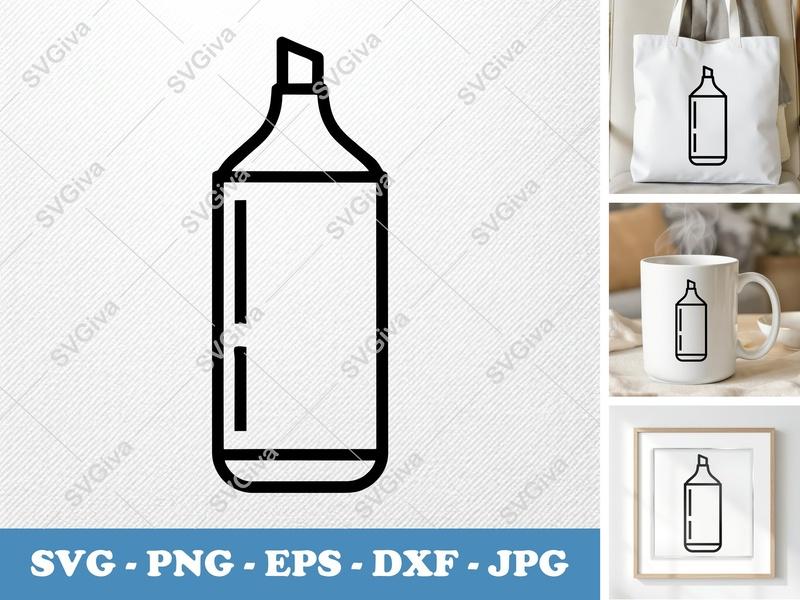 Highlighter classic svg icon | Double Outline, Minimalist Design | SVG PNG EPS DXF | Cricut Silhouette File