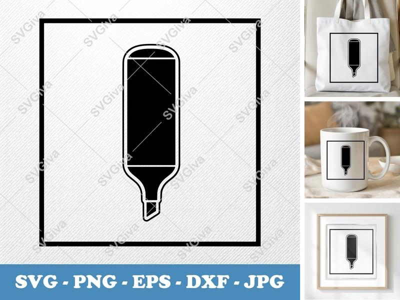 Highlighter classic svg icon | Solid Fill, White Contour | SVG, PNG, EPS, DXF | Cricut, Silhouette Cut File