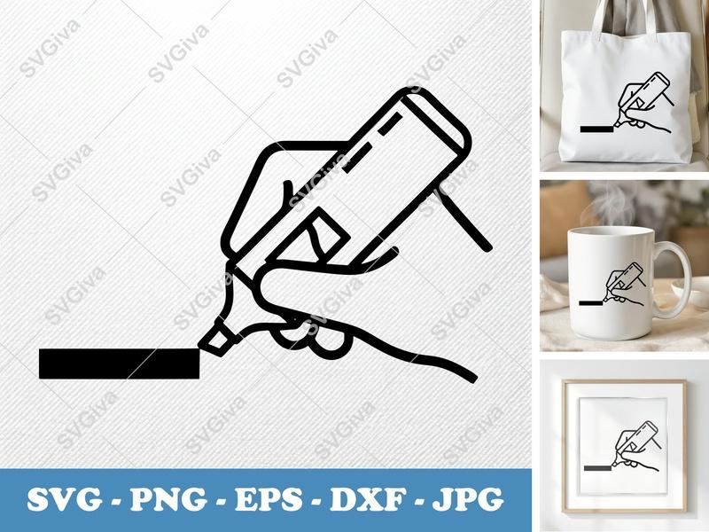 Highlighter in active use SVG | Double Outline, Clean Minimalist Design | PNG EPS DXF for Cricut Silhouette