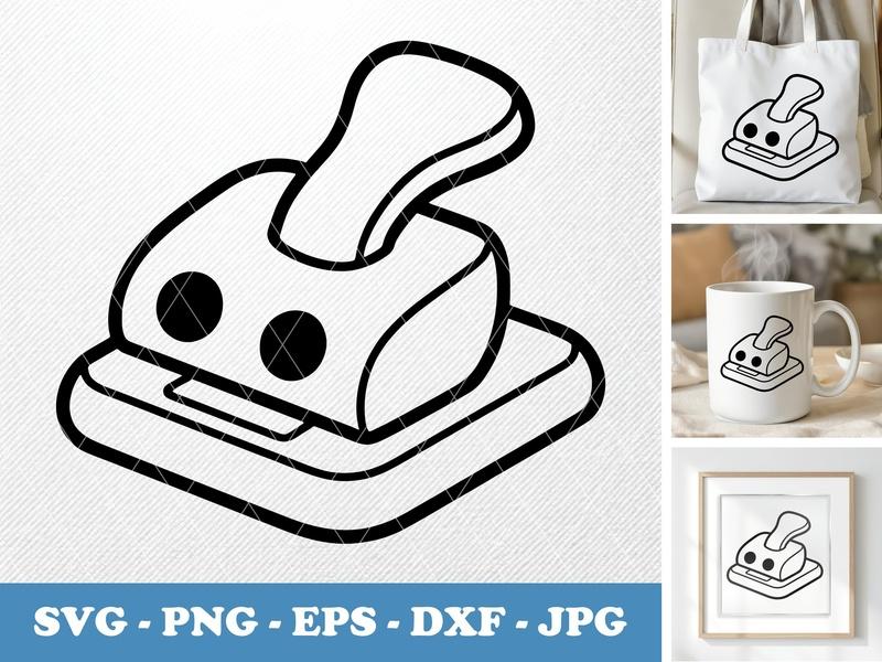 Hole Punch isometric angle SVG, Rounded Bean Shape Icon, Friendly Office Tool PNG EPS DXF for Cricut, Silhouette