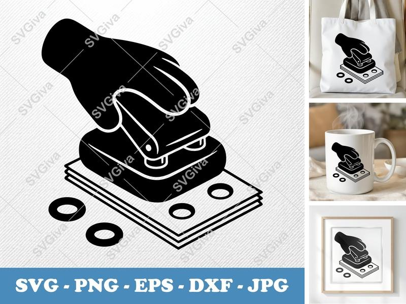 Hole Punch SVG | Hand Punching Paper Design | PNG EPS DXF for Cricut, Silhouette | Modern Office Supply Cut File
