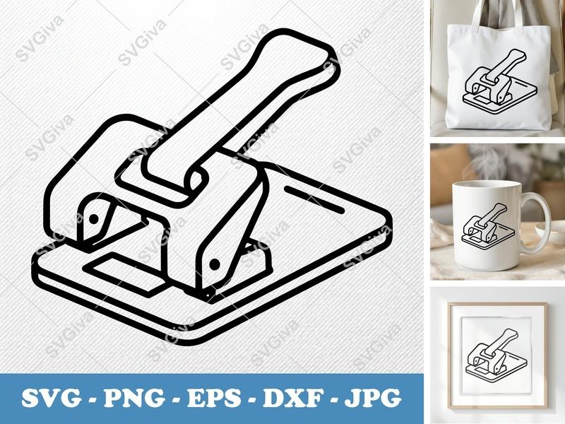 Hole Punch SVG | Modern Line Art Cut File | Office Supply PNG EPS DXF for Cricut, Silhouette | Stationery Clipart