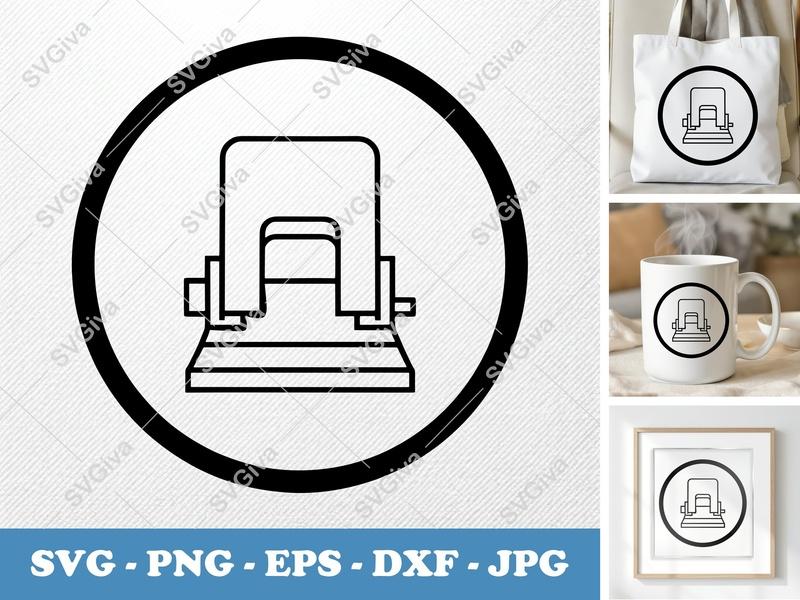 Hole Punch SVG, Modern Line Art, Paper Puncher Clip Art | PNG EPS DXF for Cricut, Silhouette | Office Supply Icon