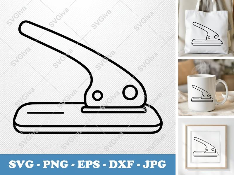 Hole Punch SVG, Modern Outline Clip Art, Stationery Tool PNG EPS DXF for Cricut, Silhouette, School, Work, Craft