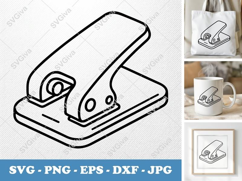 Hole Punch SVG, Modern Paper Puncher Design, PNG EPS DXF | Cricut & Silhouette Cut File, School Supply Clipart
