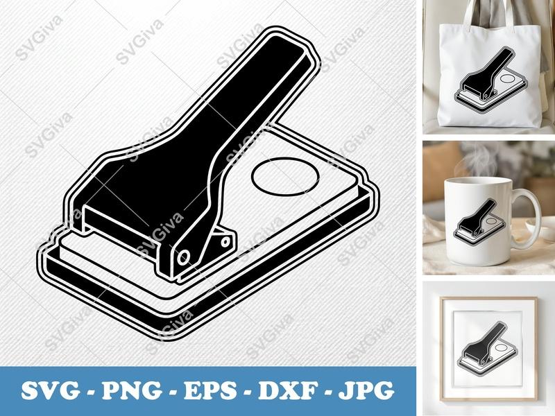 Hole Punch SVG, Modern Paper Puncher Outline, PNG EPS DXF for Cricut | Silhouette, School Supply Clip Art