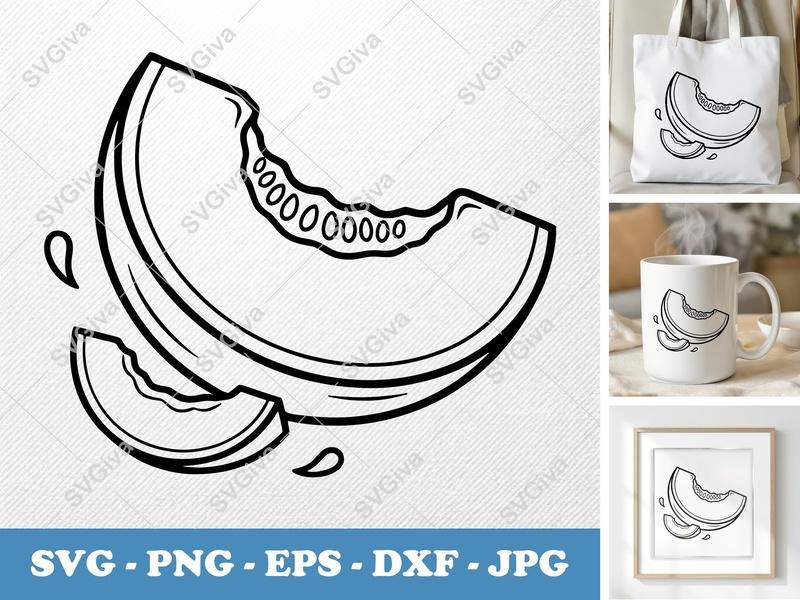 Honeydew Partially Eaten SVG | Soft Puffy Shapes | Inflated Pillow-Soft Design | PNG DXF EPS | Cricut Silhouette File