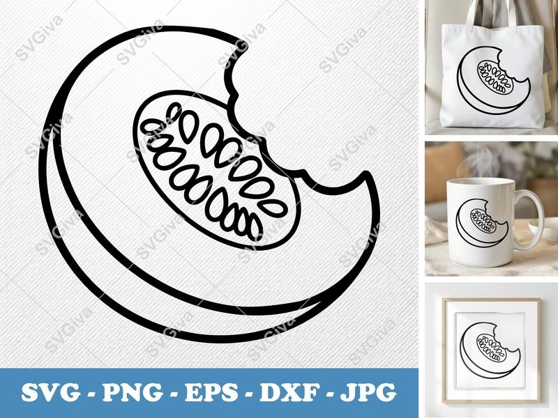 Honeydew SVG, Bitten Slice Outline, Modern Fruit Design | PNG EPS DXF for Cricut, Silhouette, Food Clip Art