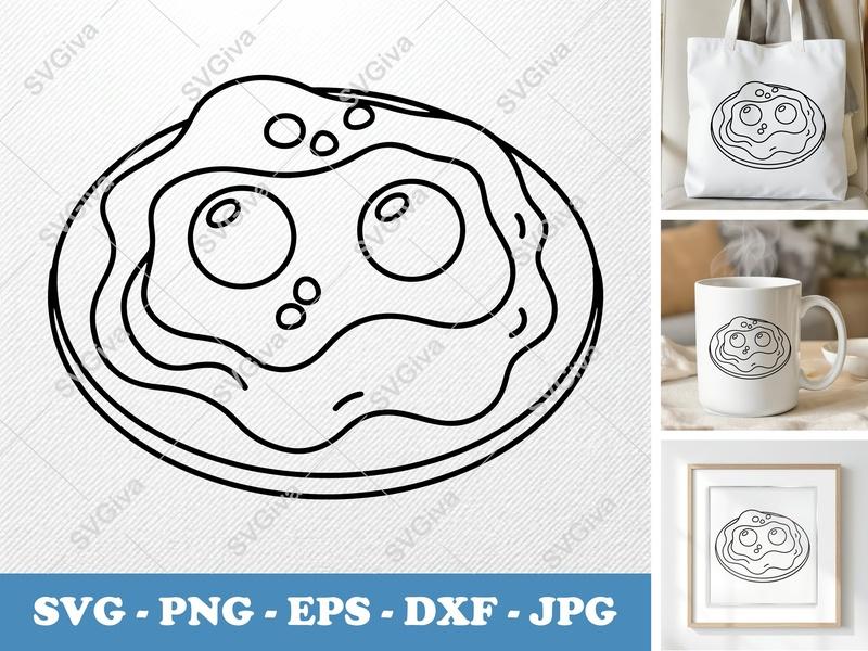 Huevos Rancheros Fresh SVG | Puffy Soft Shapes | Inflated Pillow Art | PNG DXF EPS | Cricut Silhouette Cut File