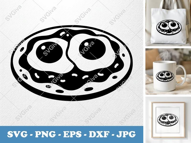 Huevos Rancheros SVG | Friendly Bean-Shaped Design | PNG DXF EPS | Cricut Silhouette | Breakfast Food Cut File