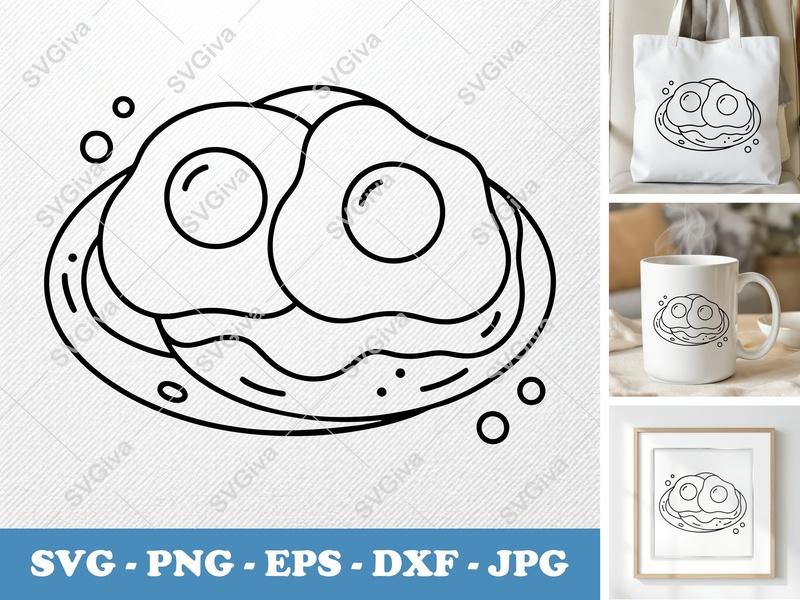 Huevos Rancheros SVG | Minimalist Food Line Art | Cricut Silhouette File | PNG DXF EPS