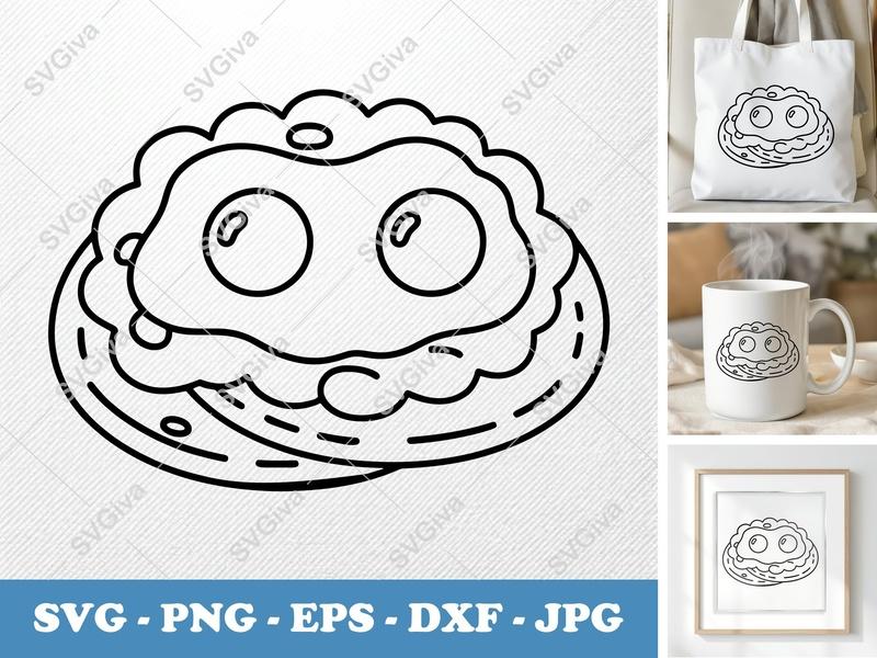 Huevos Rancheros SVG, Outline Design, Fried Eggs, Foodie Cut File for Cricut & Silhouette | PNG EPS DXF