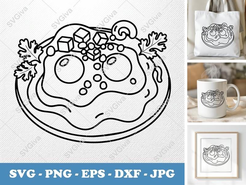 Huevos Rancheros with Garnish SVG | Puffy Soft Forms | PNG DXF EPS | Cricut Silhouette File