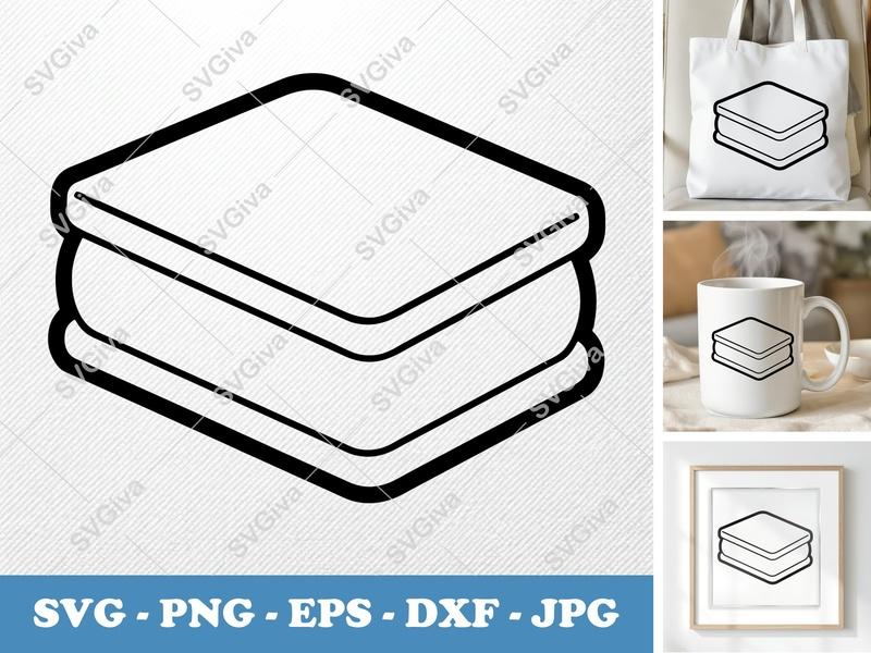 Ice Cream Sandwich SVG | Geometric Double-Outline Cut File | Thick Contour Basic Shapes | PNG DXF EPS for Cricut Silhouette