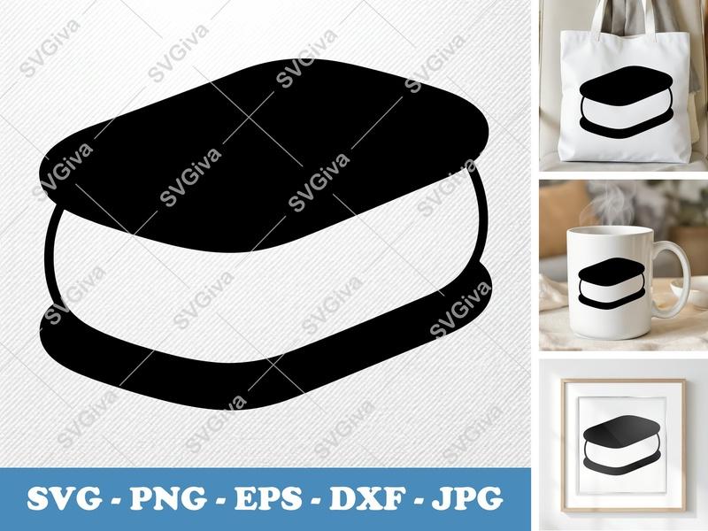 Ice Cream Sandwich SVG | Modern Dessert Cut File | Sweet Treat PNG, EPS, DXF for Cricut & Silhouette
