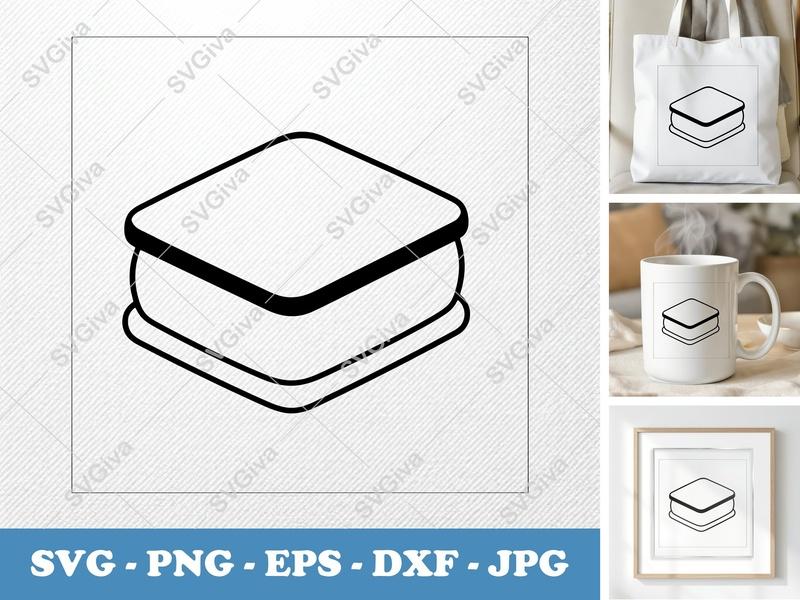 Ice Cream Sandwich SVG | Simple Sweet Treat Cut File | PNG EPS DXF for Cricut & Silhouette | Dessert Clipart Vector