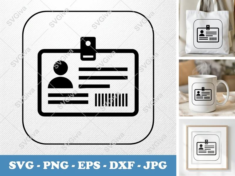 ID Card classic svg icon | Minimal ID Badge Holder Design | SVG PNG EPS DXF | Cricut Silhouette File