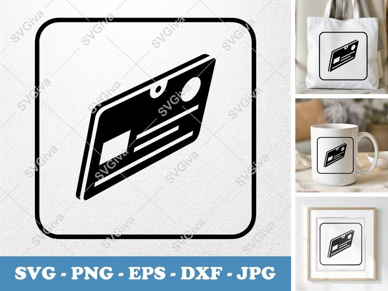 ID Card in side view profile SVG | Solid Black Fill | Crisp Edges | PNG EPS DXF for Cricut Silhouette