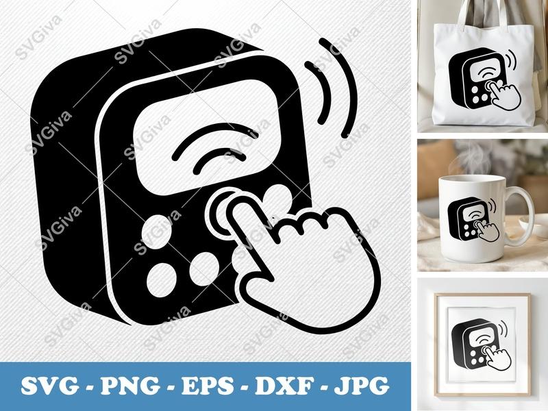 Intercom SVG | Modern Communication Device with Hand | PNG EPS DXF for Cricut, Silhouette, Vector Clipart