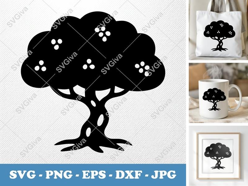 Jacaranda Tree alone SVG | Puffy Soft Shapes Cut File | Cricut Silhouette | PNG EPS DXF Vector